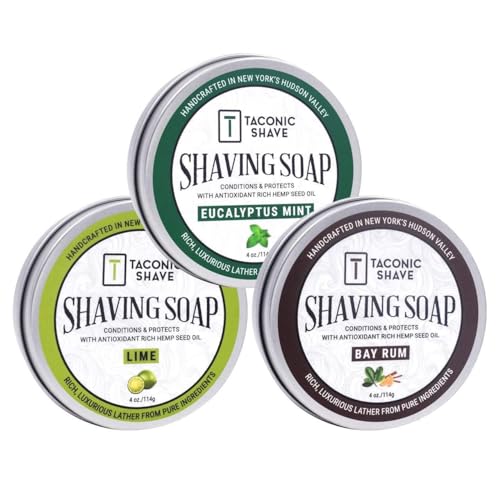 Taconic Shave Shaving Soap - Moisturizing Formula with Anti-Oxidant Oils, Lime Scent - Variety Pack