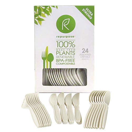 Repurpose Compostable Utensils - Plant-Based, No Plasticizers, 24 Pack of Eco Cutlery