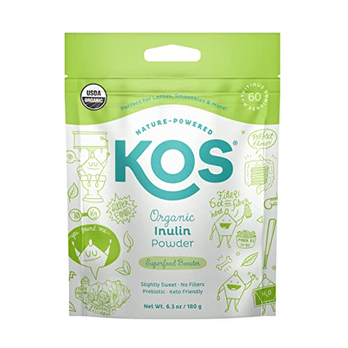 KOS Organic Inulin Powder - Supports Gut Health, Nourishes Beneficial Bacteria - 8oz