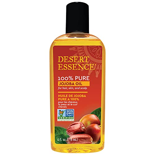 Desert Essence 100% Pure Jojoba Oil - Moisturizes Skin & Nourishes Hair, 4 fl oz