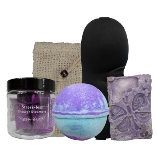 Stress Blends Spa Gift Set - Luxurious Relaxation Essentials, Handmade Soap & Eye Mask