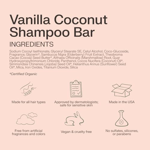 The Earthling Co. Shampoo Bar - Boost Hair Growth, Hydrate & Volumize - Vanilla Coconut, 3 oz