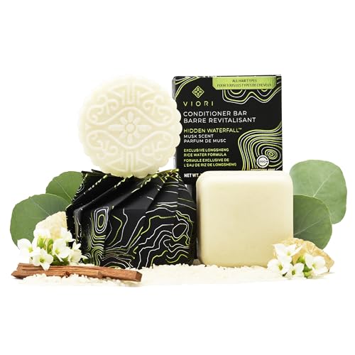 Viori Hidden Waterfall Shampoo & Conditioner Bar Set - Nourishing Rice Water, Vanilla Scent - 2oz