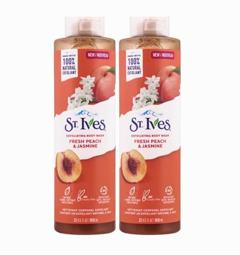 St. Ives Body Wash - Exfoliates Dull Skin, Plant-Based Cleansers, 100% Recycled Bottle - 22oz x2