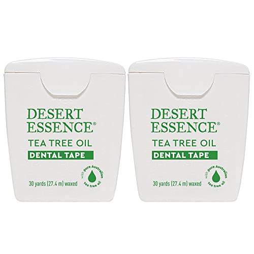 Desert Essence Tea Tree Oil Dental Tape - Thick, Waxed with Beeswax, Cruelty-Free - 30 Yards, 2 Pack