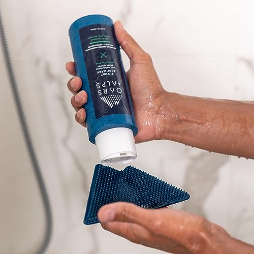 Oars + Alps Body Scrubber - Gently Exfoliates, Silver Cleansing, Non-Slip Handle - 1 Count