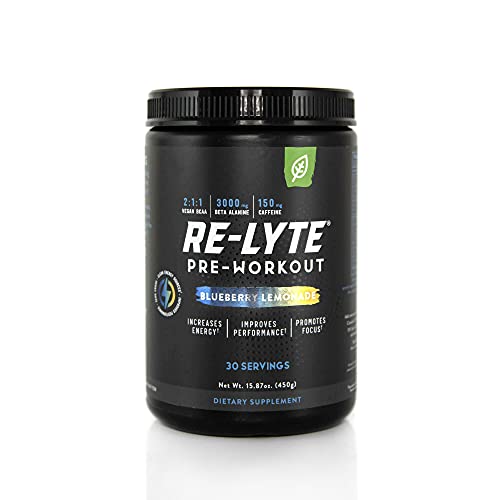 REDMOND Re-Lyte Pre-Workout Drink Mix - Balanced Electrolytes, Herbal Energy, Vegan BCAAs - 15.87oz