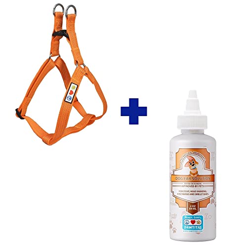 Pawtitas Pet Care Bundle - Durable Medium Dog Harness & 100% Natural Ear Cleaner - 20-28in