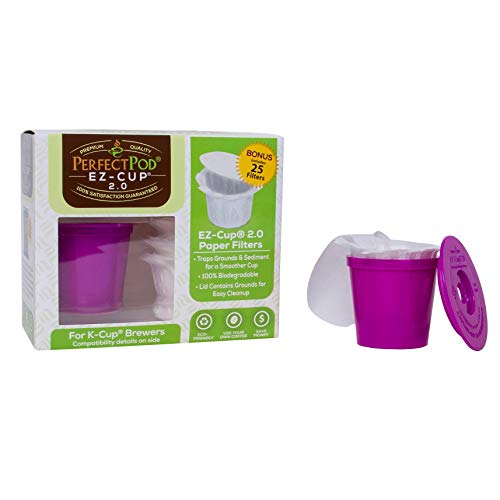 Perfect Pod EZ-Cup 2.0 - Reusable Coffee Pod with 25 Biodegradable Filters - Hassle-Free Brewing