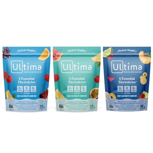 Ultima Replenisher Electrolyte Drink Mix - 6 Key Electrolytes, 0 Sugar, Keto Friendly - 56 Pack