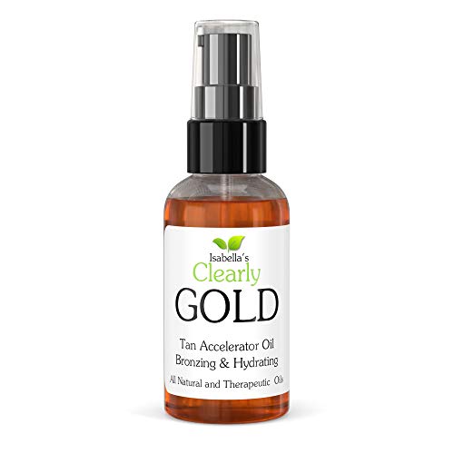 Isabella's Clearly GOLD Tanning Oil - Natural Moisturizer for Healthy Bronze Glow - 8oz