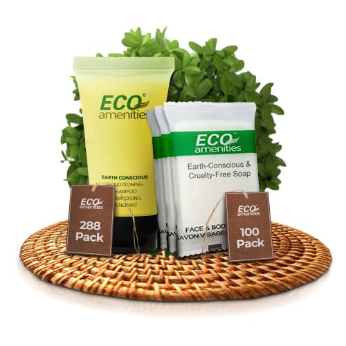 ECO Amenities Travel Size Toiletries - Natural Green Tea Scent, Biodegradable Packaging - 100 Bars