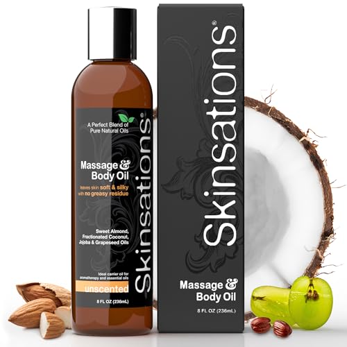 Skinsations Body Oil - Silky-Soft Massage Oil for Relaxation, Fragrance-Free - 8oz