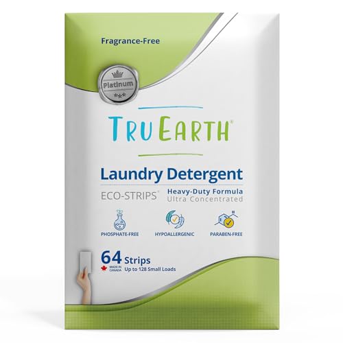 Tru Earth Platinum Laundry Detergent Sheets - Heavy Duty Cleaning, Hypoallergenic - 64 Sheets