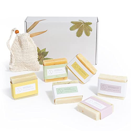 Lizush Spa Gift Set for Women - All-Natural Soaps & Exfoliator, Pampering Experience - 6 Pieces