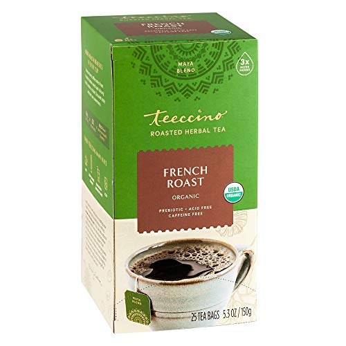 Teeccino French Roast Herbal Tea - Rich Flavor, Caffeine-Free, Prebiotic for Gut Health - 25 Bags