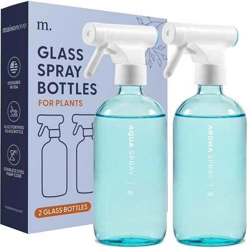 MAISONOVO Spray Bottle Set - Efficient Plant Misting, Durable Glass, 16 Labels - 16.9 fl oz x 2