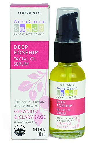 Aura Cacia Organic Deep Rosehip Facial Serum - Restoring Moisture, Pure Ingredients - 1oz