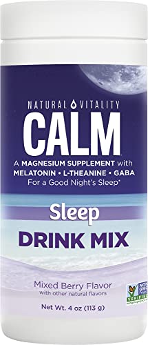 Natural Vitality Calm Sleep Drink Mix - Supports Restful Sleep with Magnesium & Melatonin - 4oz