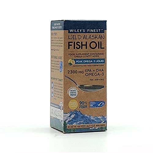 Wiley’s Finest Omega-3 Liquid - 2150mg EPA & DHA, Pure Wild Alaskan Fish Oil - 25 Servings