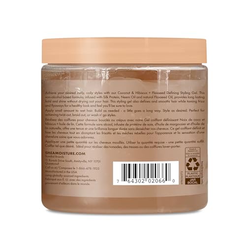 SheaMoisture Hair Gel - Frizz Control & Shine, Paraben-Free, Nourishing Coconut & Hibiscus - 15oz