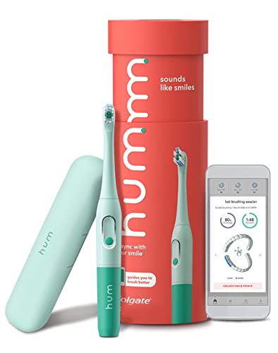 HUM by Colgate Smart Battery Toothbrush Kit - Sonic Cleaning, Bluetooth Guidance - Teal