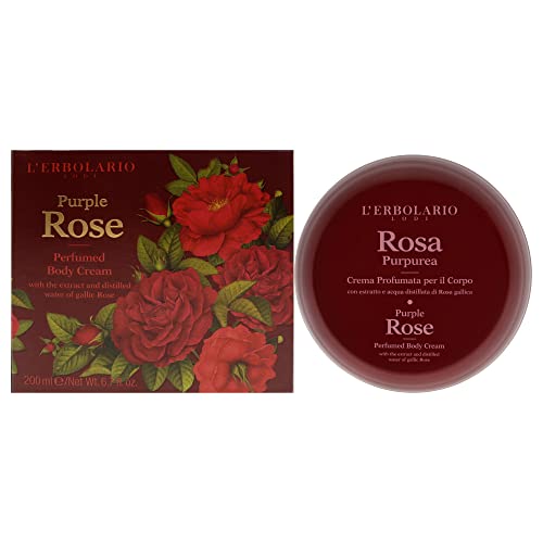 L'Erbolario Body Cream - Nourishing Hydration, Long-Lasting Purple Rose Aroma - 6.7 oz