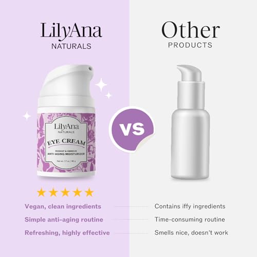 LilyAna Naturals Eye Cream - Reduces Dark Circles & Puffiness, Hydrates Sensitive Skin - 1.7oz