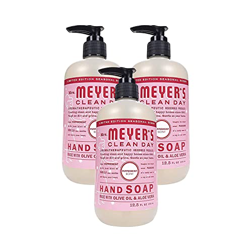 Mrs. Meyer's Hand Soap - Refreshing Peppermint, Made with Essential Oils - 12.5 oz, Pack of 3