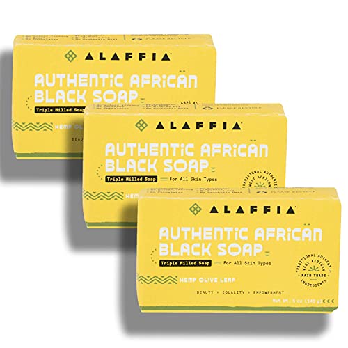 Alaffia African Black Soap Set - Detoxifying, Ultra-Moisturizing, Fair Trade - 3 Bars, 5oz Each