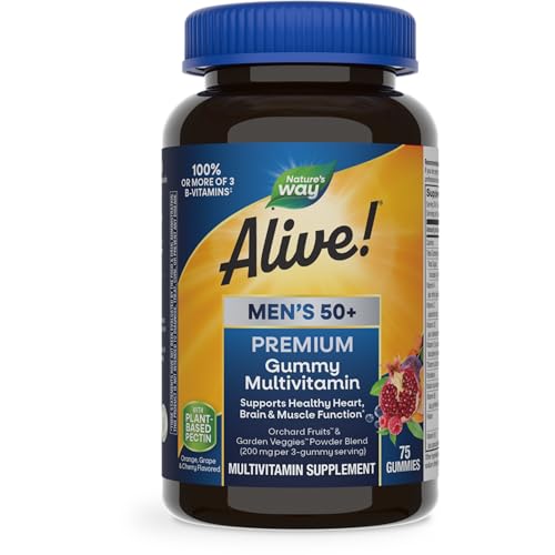 Nature’s Way Alive! Men’s 50+ Multivitamin - Supports Heart, Brain & Muscle Health - 75 Gummies