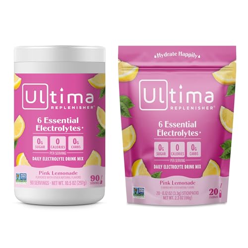 Ultima Replenisher Electrolyte Powder - Hydration with 6 Electrolytes, Keto & Vegan - 90 Servings