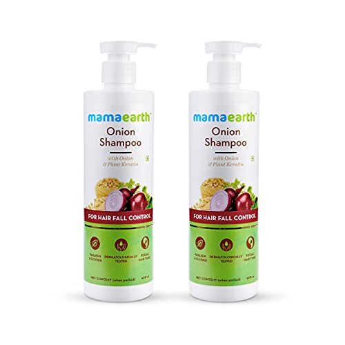 Mamaearth Onion Shampoo - Reduces Hair Fall, Moisturizing Plant Keratin, 400ml (Pack of 2)