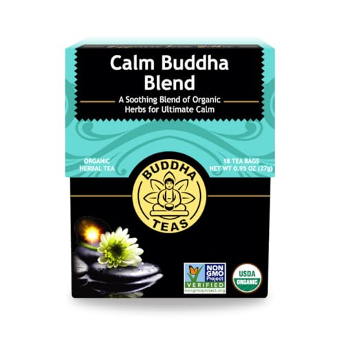 Buddha Teas Calm Buddha Blend - Caffeine-Free Herbal Tea, Organic Ingredients - 18 Bags