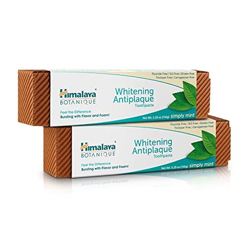 Himalaya Botanique Whitening Toothpaste - Brightens Smile, Fluoride-Free, Vegan - 5.29oz, 2 Pack