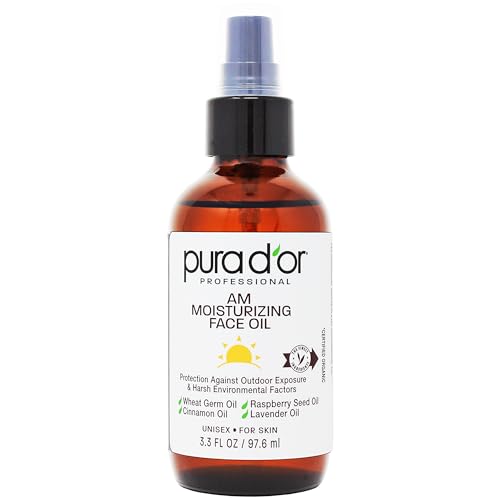 PURA D'OR Face Oil - Hydrating Anti-Aging Formula with Natural Oils for Glowing Skin - 3.3oz