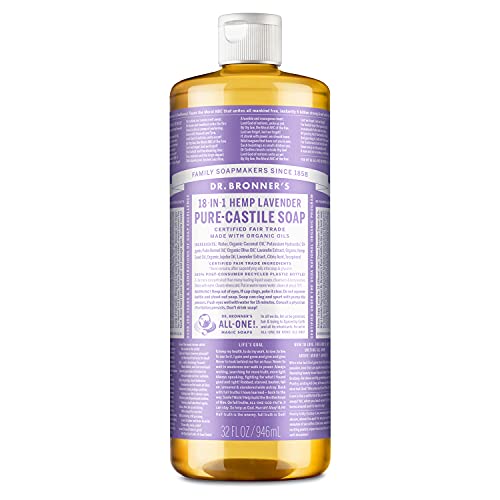 Dr. Bronner's Pure Castile Body Soap - Regenerative Organic Oils, Gentle on Skin - Lavender, 32oz