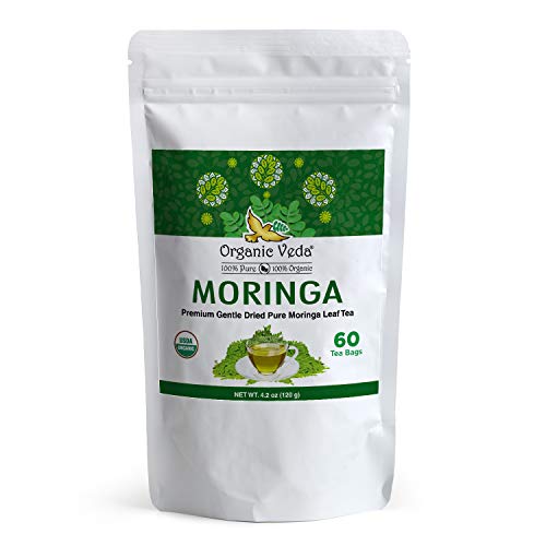 Organic Veda Moringa Tea Bags - Rich in Vitamins & Antioxidants, Vegan & Fair Trade - 60 Bags