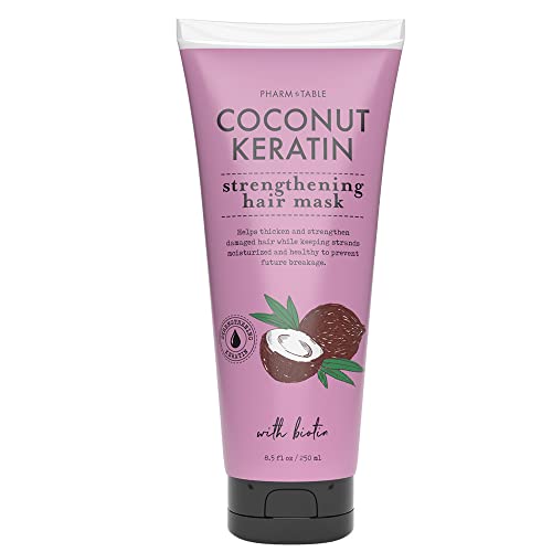 PHARM TO TABLE Coconut Keratin Hair Mask - Strengthens & Nourishes Damaged Hair - 250ml