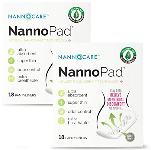 Nannocare NannoPad Pantyliners - Organic Cotton Comfort, Odor Control, 18 Count (Pack of 2)