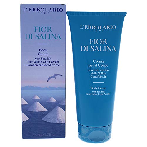 L’Erbolario Fior Di Salina Body Cream - Sea Salt Moisturizer, Hydrating Cocoa Butter - 6.7 oz