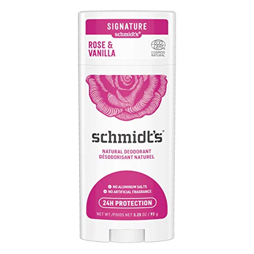 Schmidt's Natural Deodorant - 24 Hour Odor Protection, Certified Vegan, Rose & Vanilla - 3.25oz