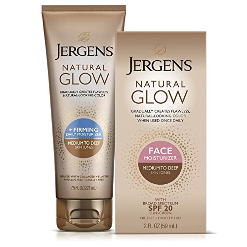 Jergens Natural Glow Self Tanner Bundle - Hydrating, SPF 20, Anti-Cellulite, Medium to Tan