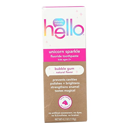 HELLO Toothpaste for Kids - Bubblegum Flavor, Fluoride-Free, SLS-Free, 4.2 oz Tube