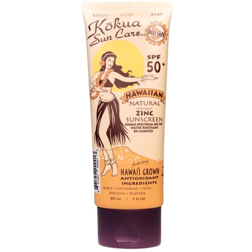 Kokua Sun Care SPF 50/80 Lotion - Moisturizing Zinc Sunscreen, Reef Safe, Vegan - 3oz