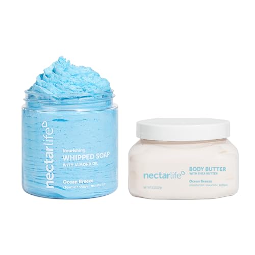 Nectar Bath Treats Body Care Set - Nourishing Vegan Moisture, Ocean Breeze Scent - 5oz & 8oz
