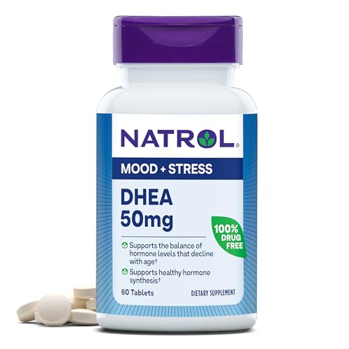 Natrol Mood & Stress DHEA 50mg Tablets - Hormone Balance & Mood Support, 60 Count