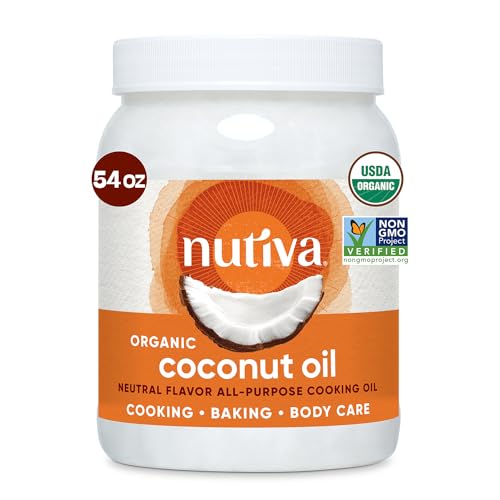 Nutiva Organic Coconut Oil - Neutral Flavor for Cooking & Skin Care, Non-GMO, 54 Fl Oz