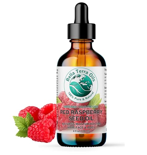 Bella Terra Oils Red Raspberry Seed Oil - Rich in Vitamins A & E, Nourishing for Radiant Skin - 4oz