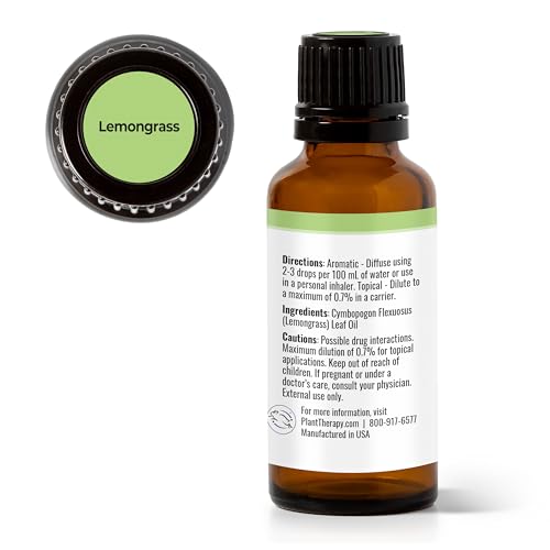 Plant Therapy Lemongrass Essential Oil - Boosts Circulation, 100% Pure, 30 mL